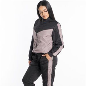 MUSHROOM WINDBREAKER JACKET W/ STRIPED PANTS SET